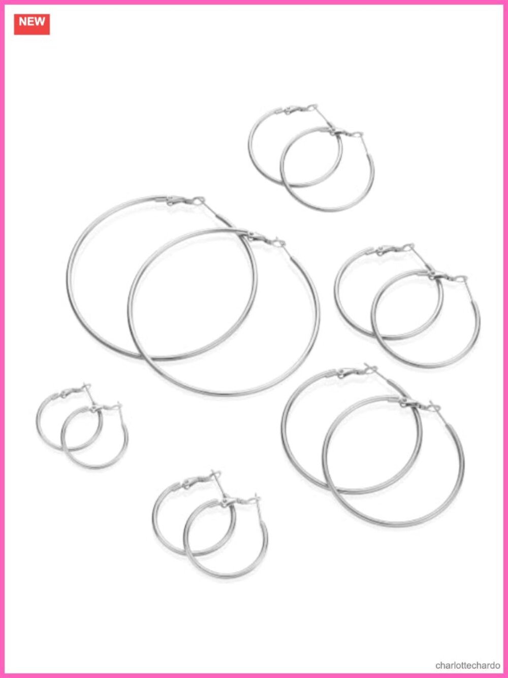 Stainless Steel Hoop Earrings Set Hypoallergenic 6 Pairs Women's Jewelry